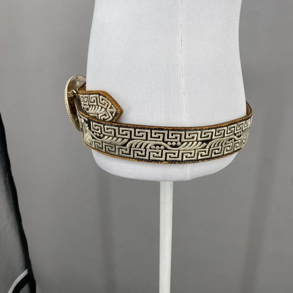 Vintage Piteado Leather Horse Belt Mens 34 Mexico 